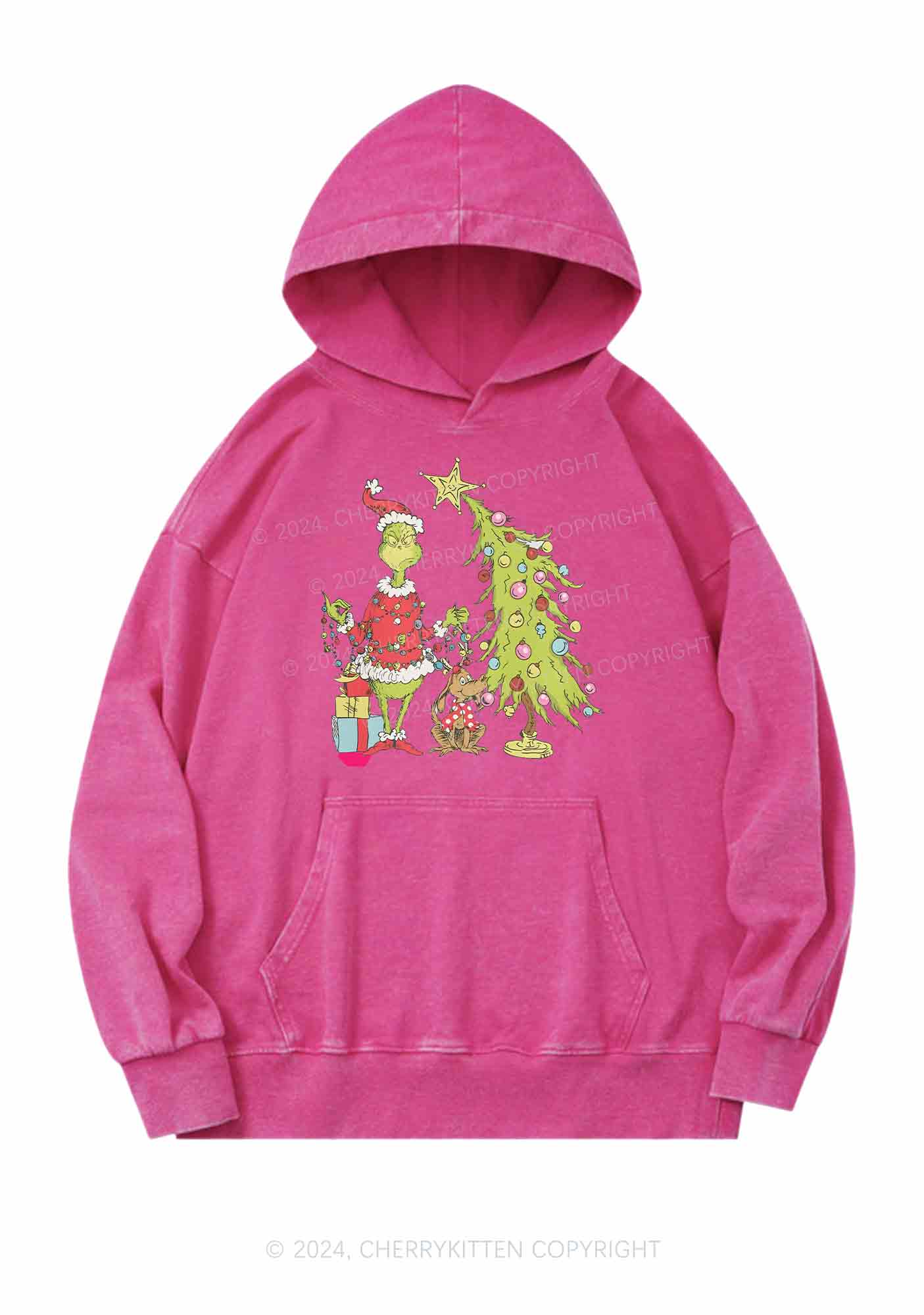 Christmas Tree Gift Y2K Washed Hoodie Cherrykitten