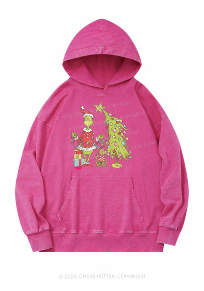 Christmas Tree Gift Y2K Washed Hoodie Cherrykitten
