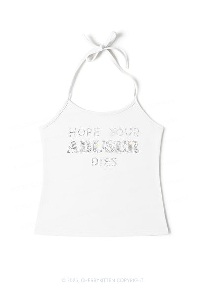 Rhinestone Abuser Dies Y2K Halter Neck Cami Cherrykitten