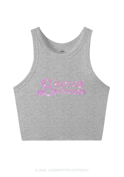 Rhinestone Bisexual Princess Pride Y2K Crop Tank Top Cherrykitten
