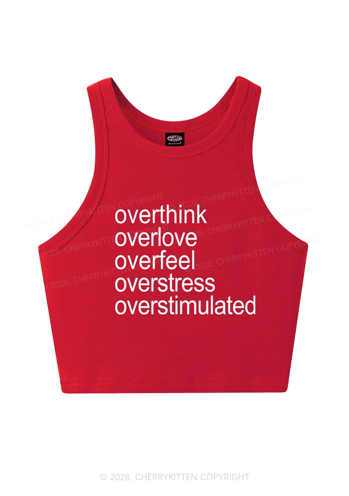 Overstimulated Slogan Y2K Crop Tank Top Cherrykitten