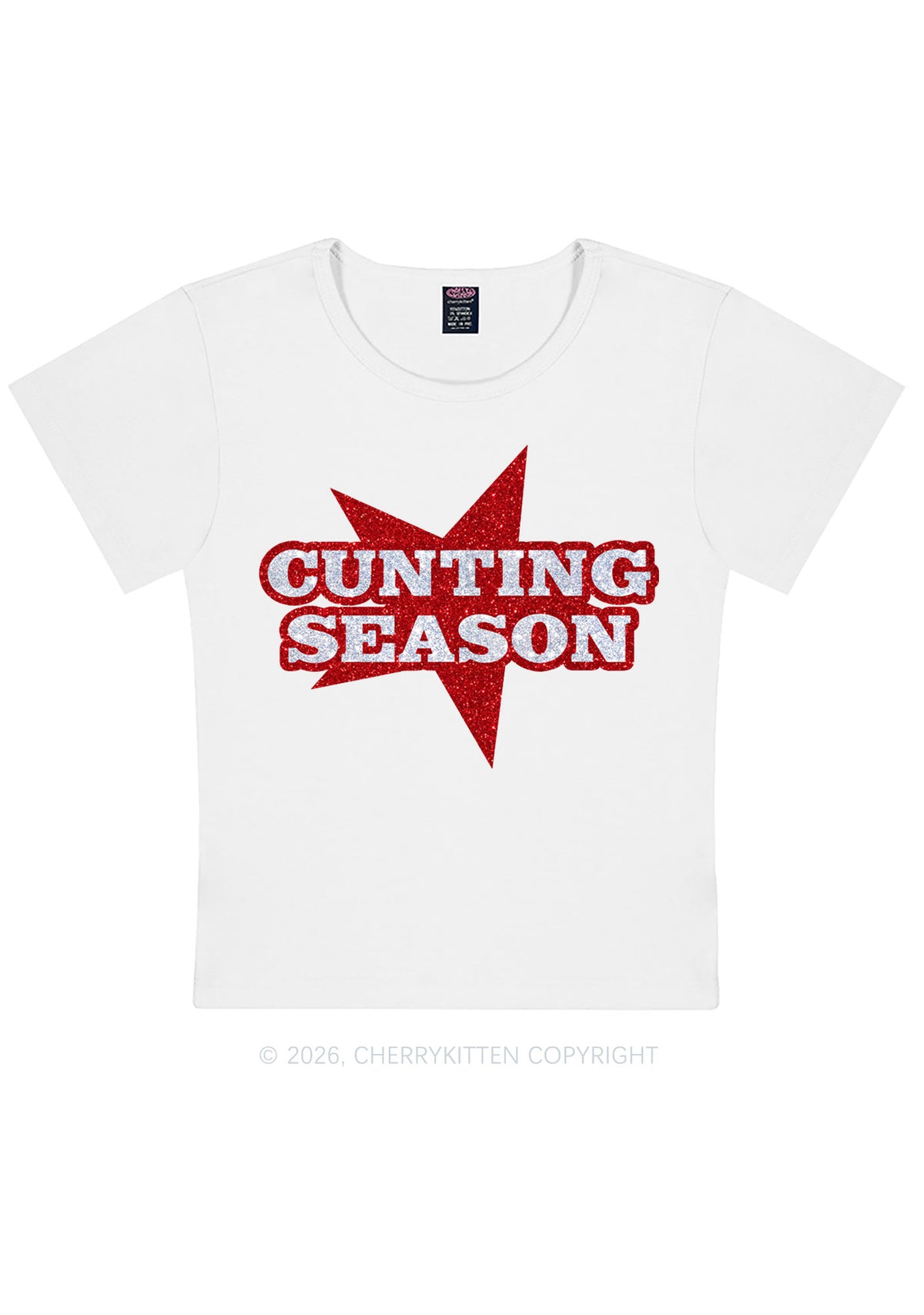 Glitter Cxxting Season Y2K Baby Tee Cherrykitten