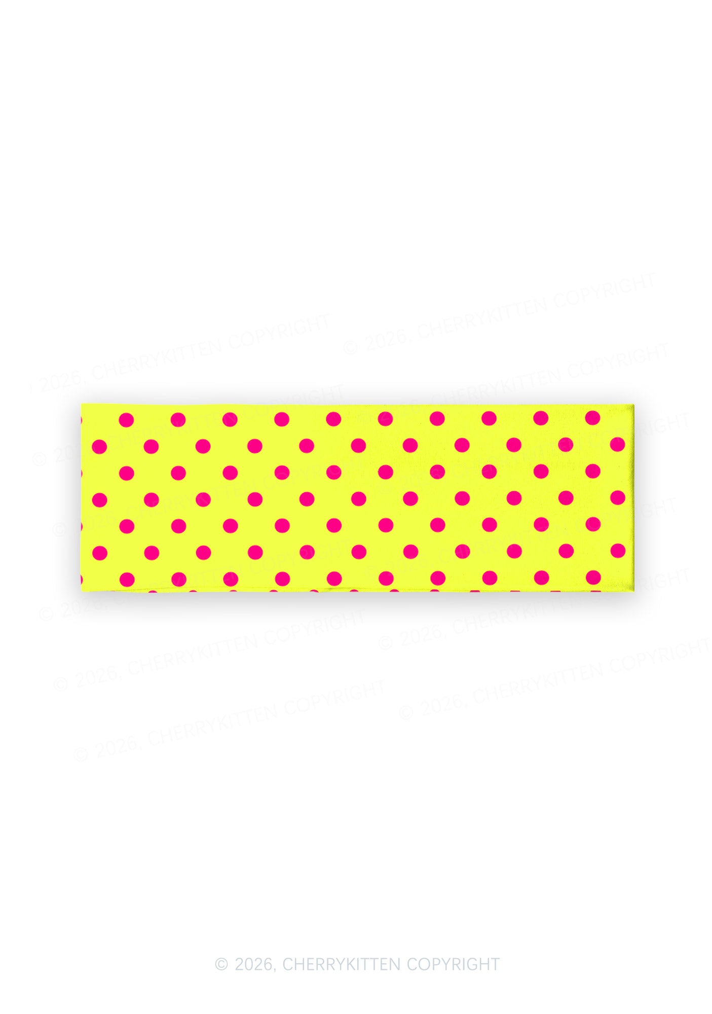 Hot Pink Dots On Yellow Y2K Print Headband Cherrykitten
