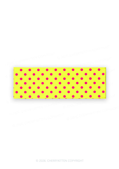 Hot Pink Dots On Yellow Y2K Print Headband Cherrykitten
