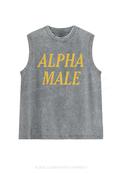 Glitter Alpha Male Y2K Washed Muscle Tank Cherrykitten