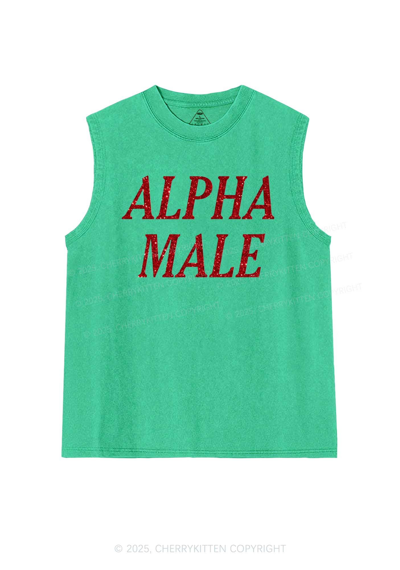 Glitter Alpha Male Y2K Washed Muscle Tank Cherrykitten