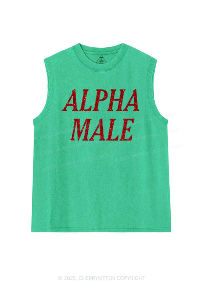 Glitter Alpha Male Y2K Washed Muscle Tank Cherrykitten