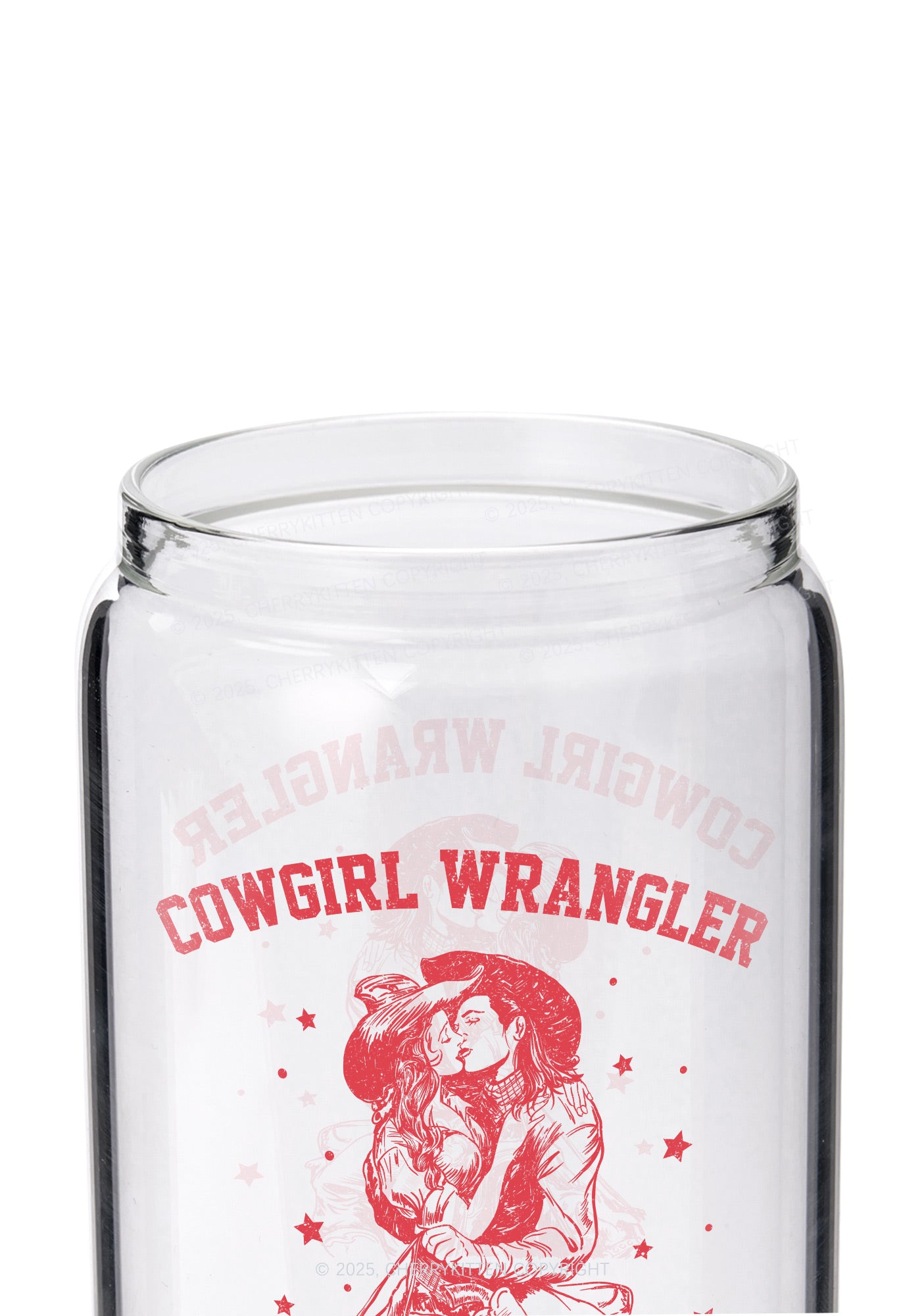 Cowgirl Wrangler Pride Y2K Printed Glass Cup Cherrykitten