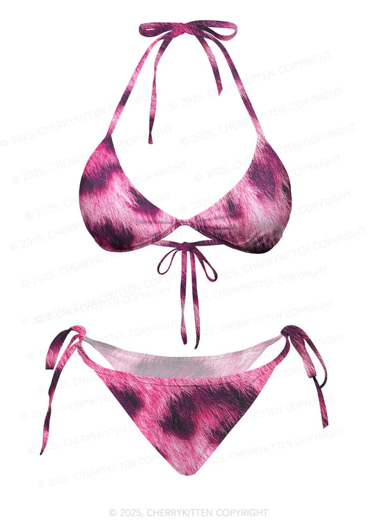 Pink Leopard Y2K Print Bikini Set Cherrykitten