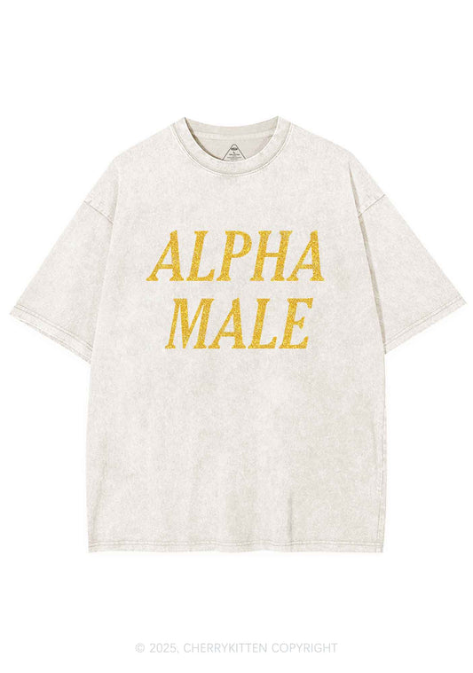 Glitter Alpha Male Y2K Shirts Washed Tee Cherrykitten
