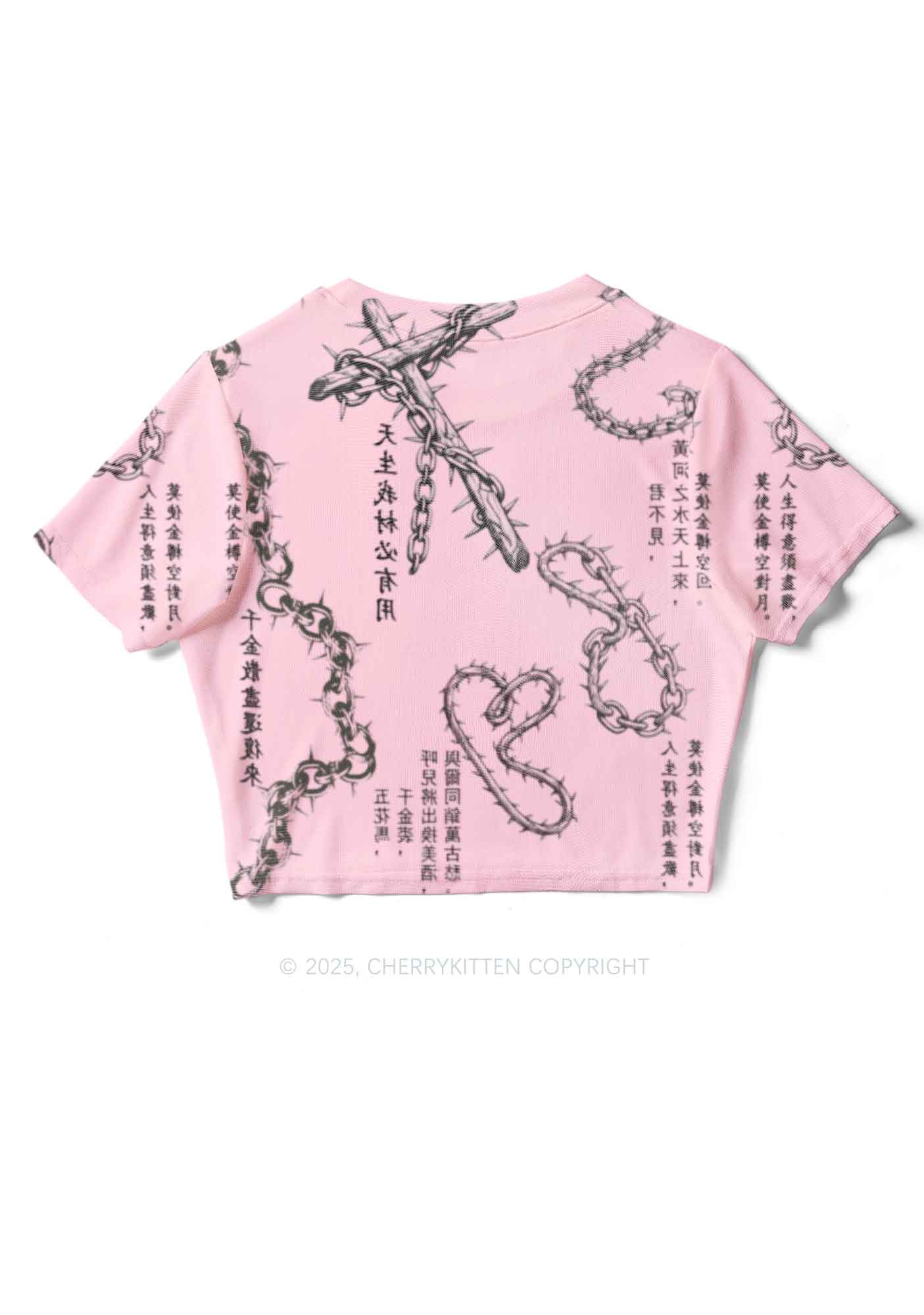 Born To Slay Y2K Mesh Crop Top Cherrykitten
