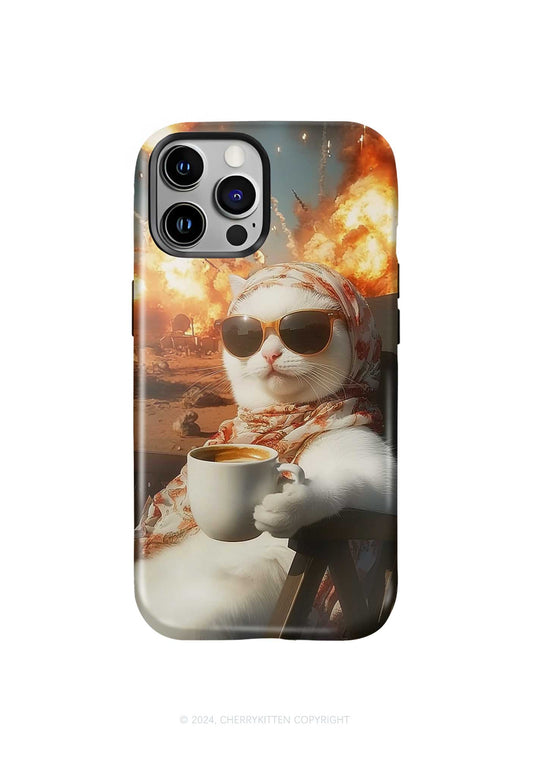 Cool Cat Enjoying Coffee Y2K Phone Case Cherrykitten