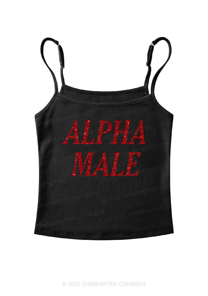 Glitter Alpha Male Y2K Spaghetti Strap Cami Cherrykitten