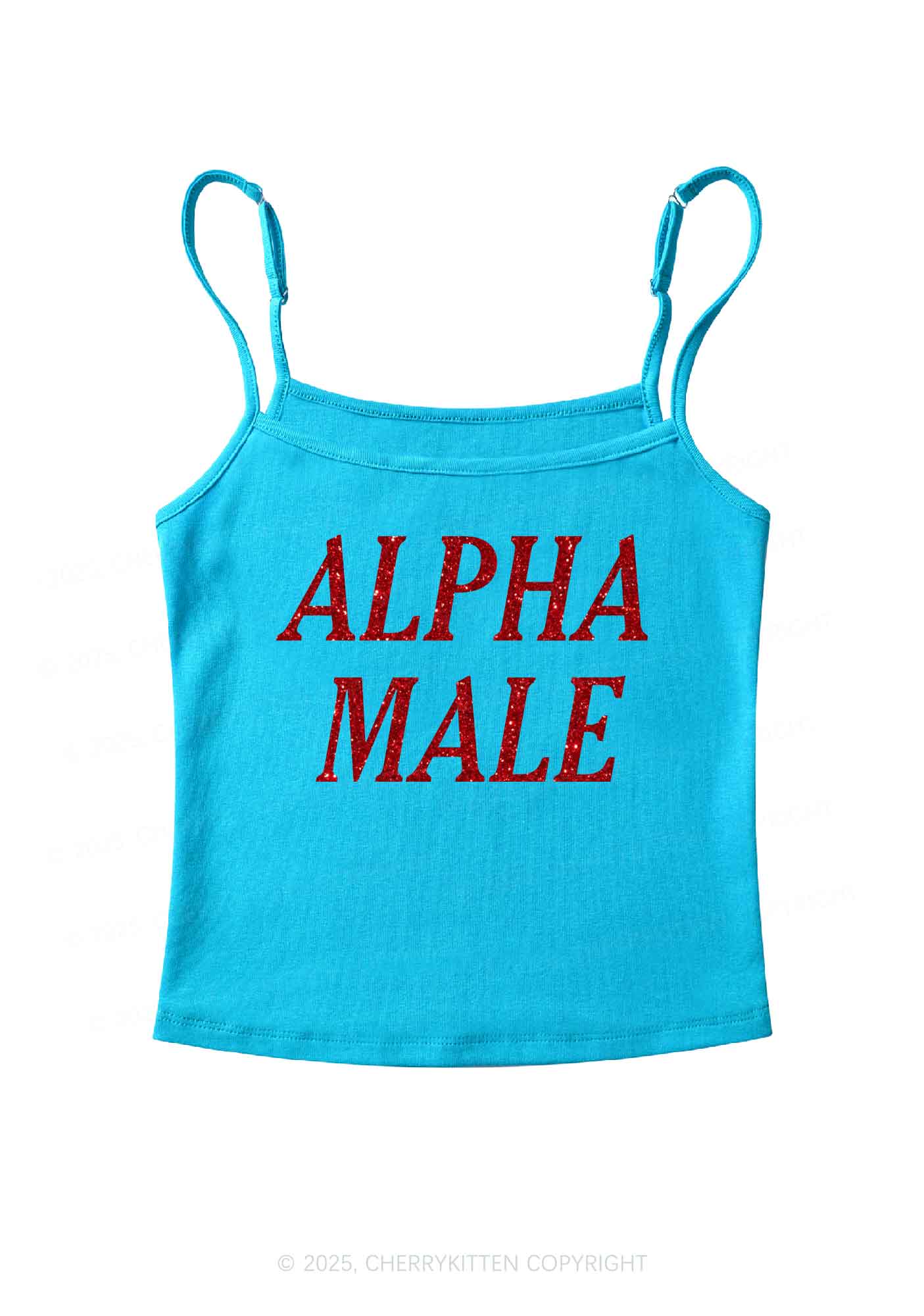 Glitter Alpha Male Y2K Spaghetti Strap Cami Cherrykitten