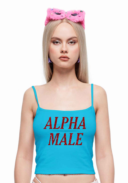 Glitter Alpha Male Y2K Spaghetti Strap Cami Cherrykitten