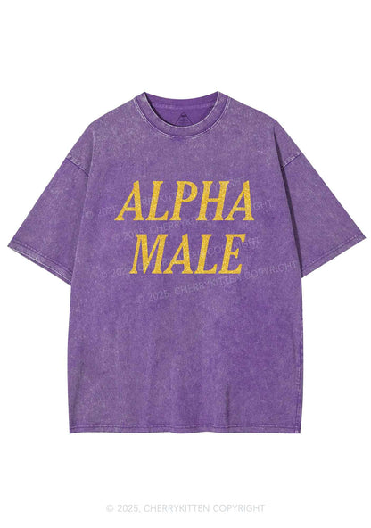 Glitter Alpha Male Y2K Shirts Washed Tee Cherrykitten