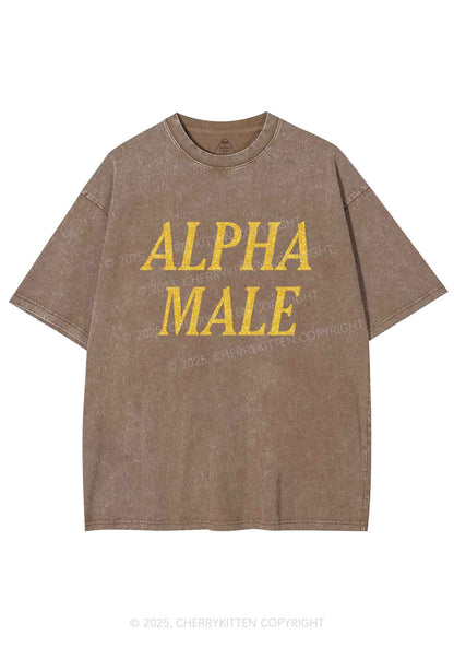 Glitter Alpha Male Y2K Shirts Washed Tee Cherrykitten