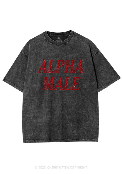 Glitter Alpha Male Y2K Shirts Washed Tee Cherrykitten