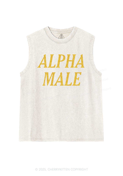 Glitter Alpha Male Y2K Washed Muscle Tank Cherrykitten