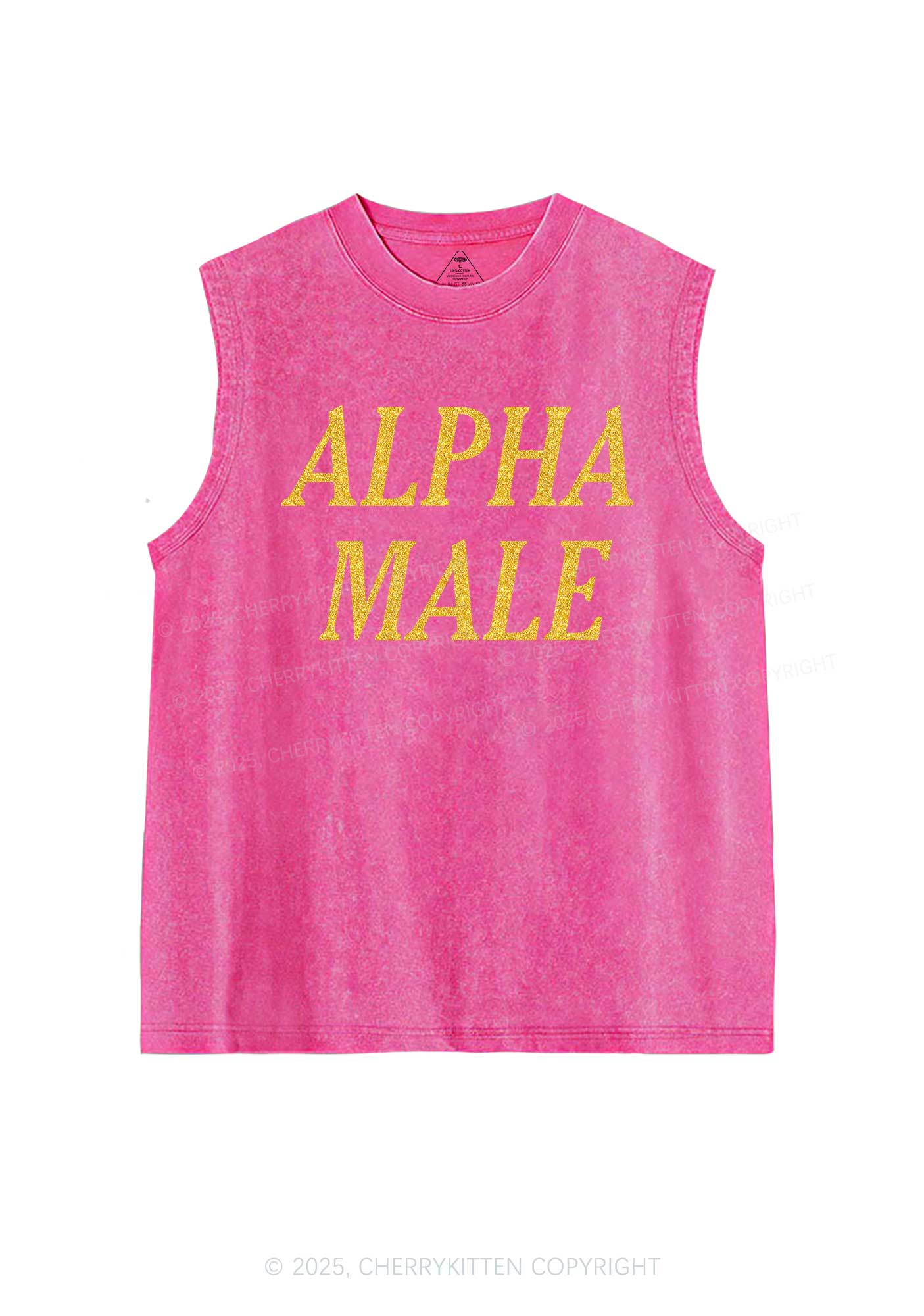 Glitter Alpha Male Y2K Washed Muscle Tank Cherrykitten