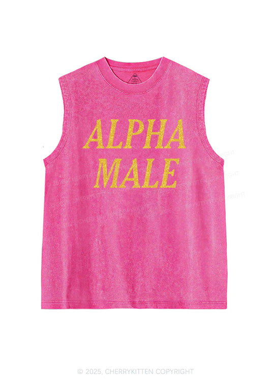 Glitter Alpha Male Y2K Washed Muscle Tank Cherrykitten