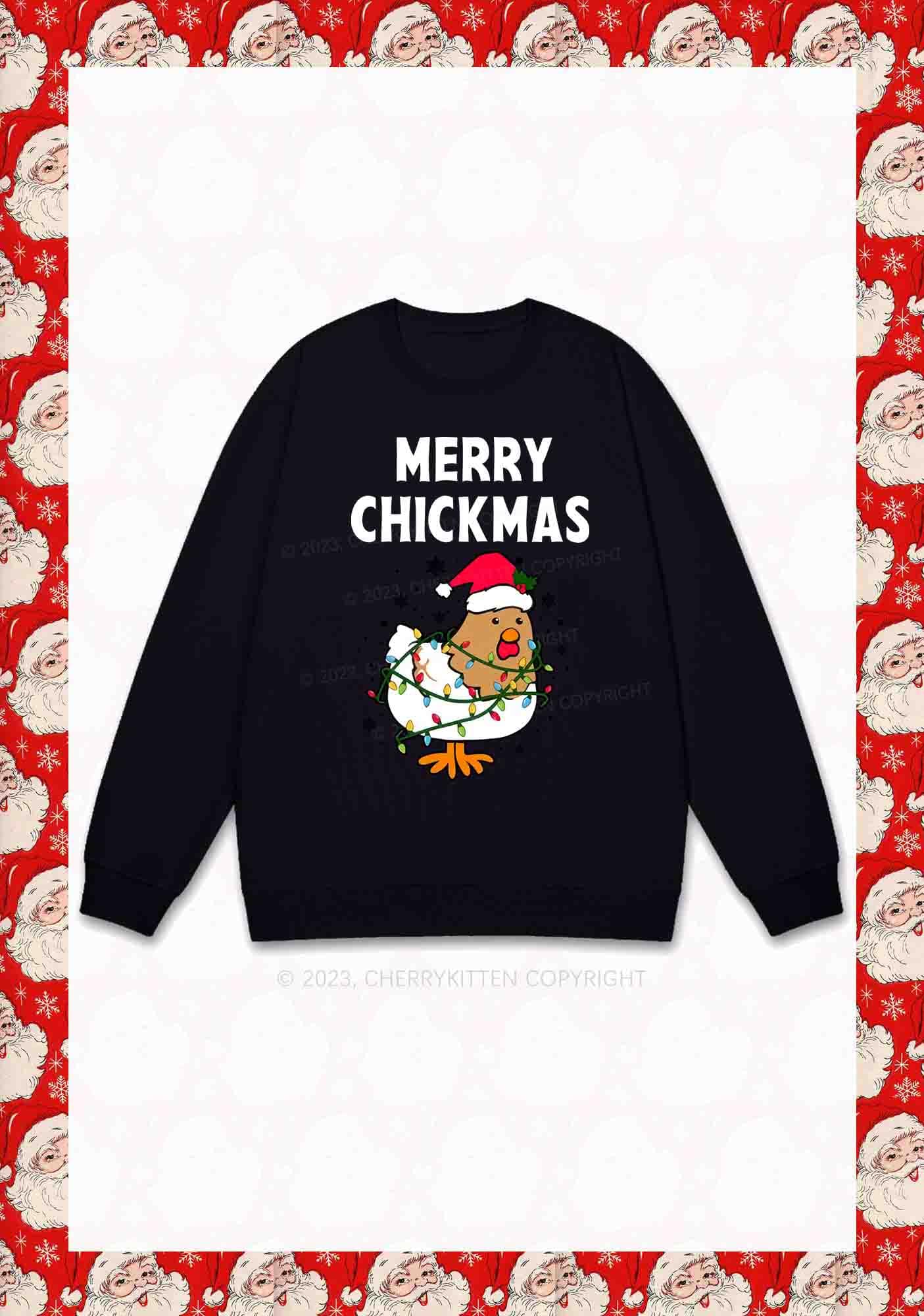 Merry Chickmas Snowflakes Christmas Y2K Sweatshirt Cherrykitten