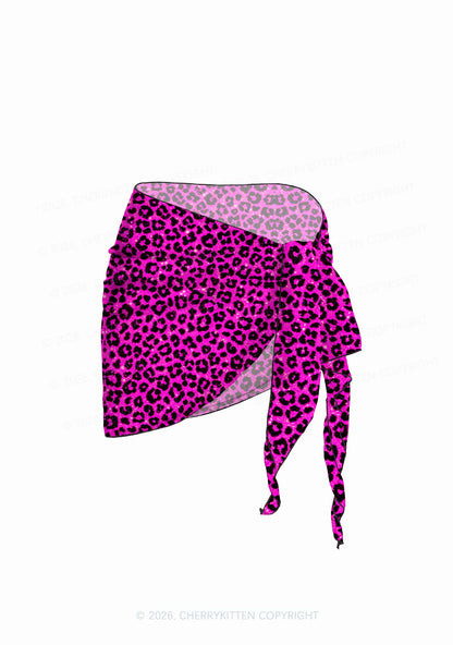 Hot Pink Leopard Y2K Print Bikini Set Cherrykitten