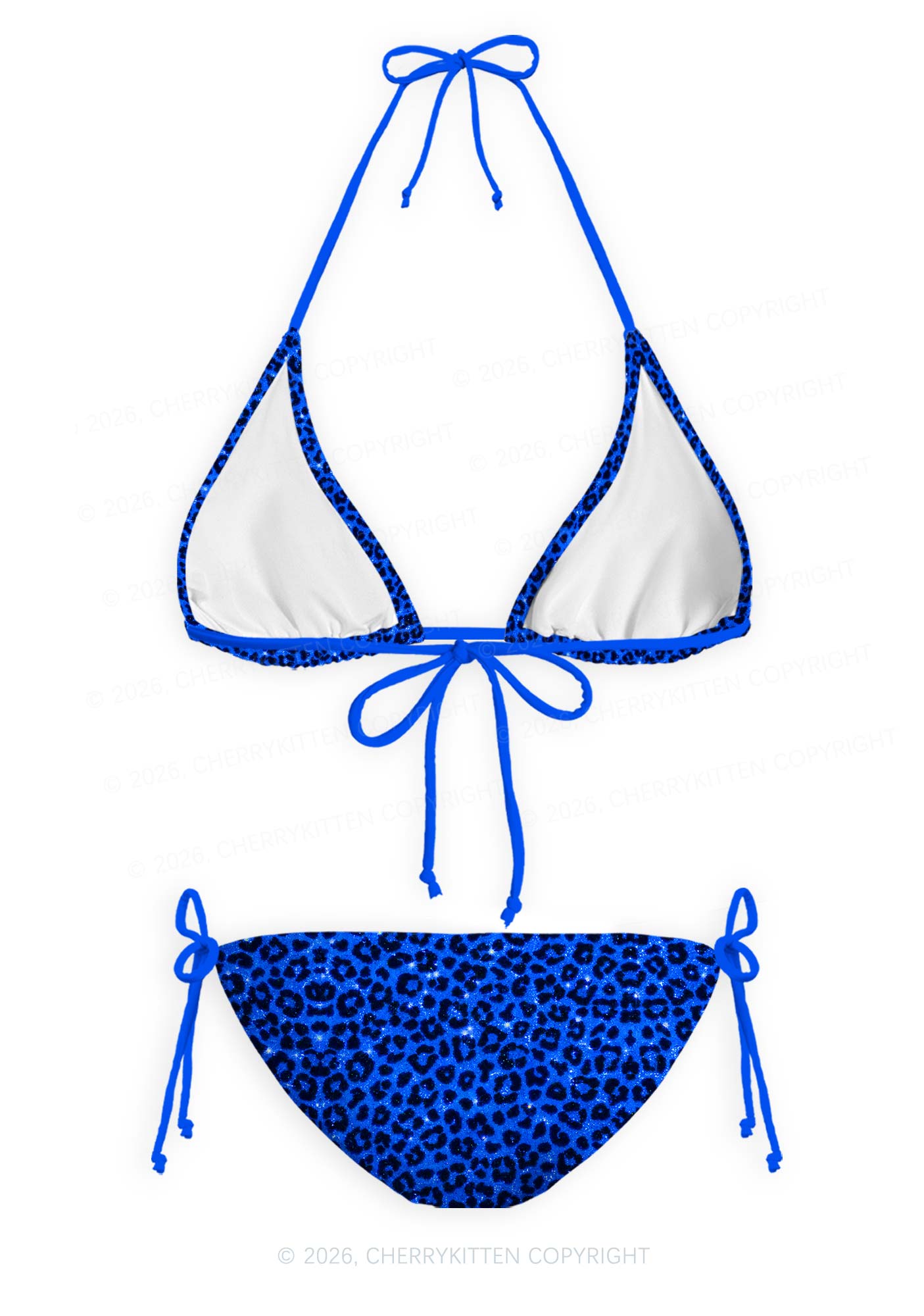 Royal Blue Leopard Y2K Print Bikini Set Cherrykitten