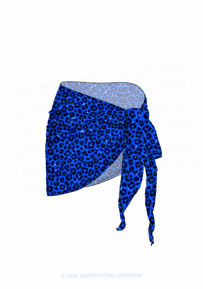 Royal Blue Leopard Y2K Print Bikini Set Cherrykitten