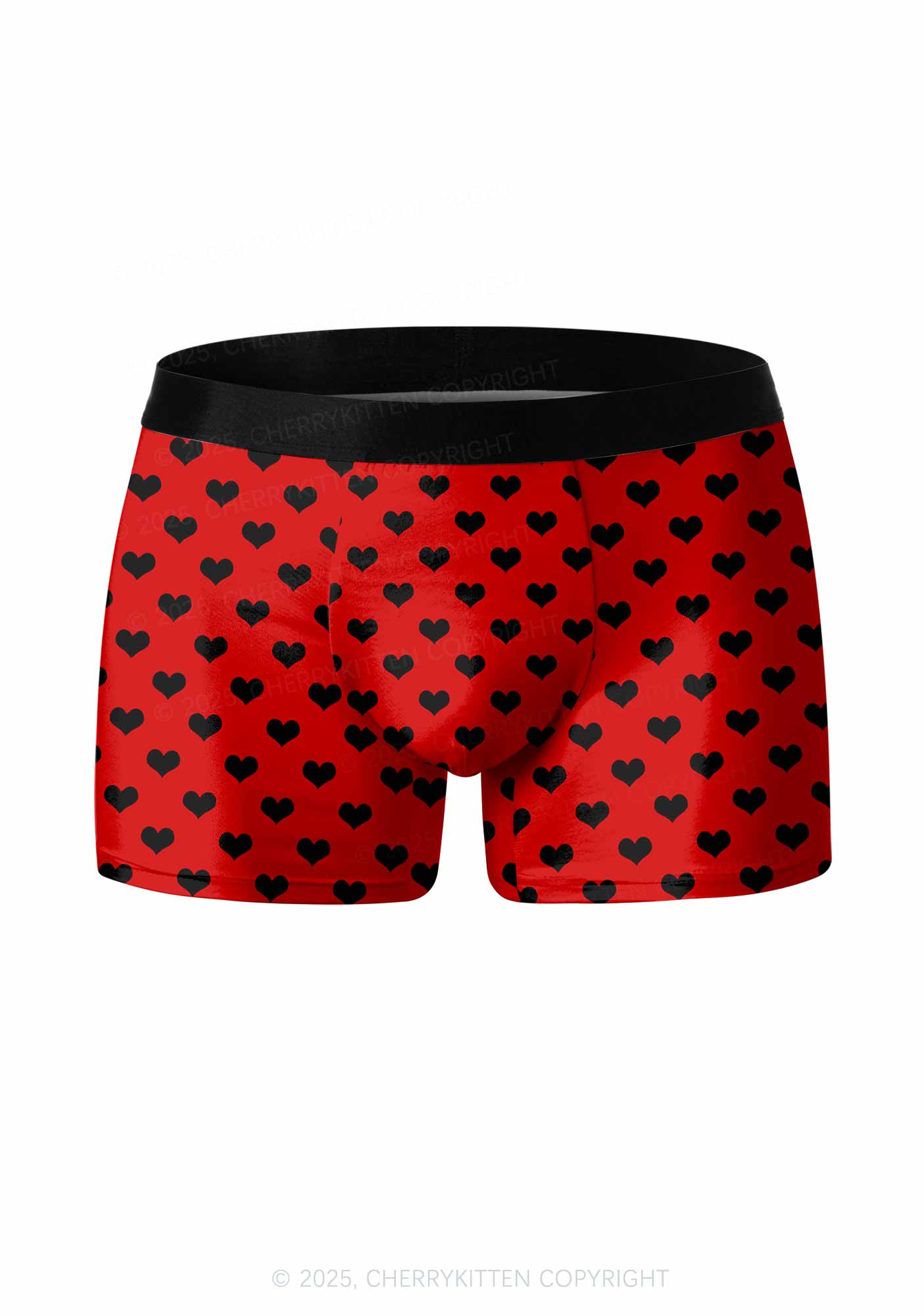 Black Heart On Red Valentine's Day Y2K Print Couples Boxer Briefs Set Cherrykitten