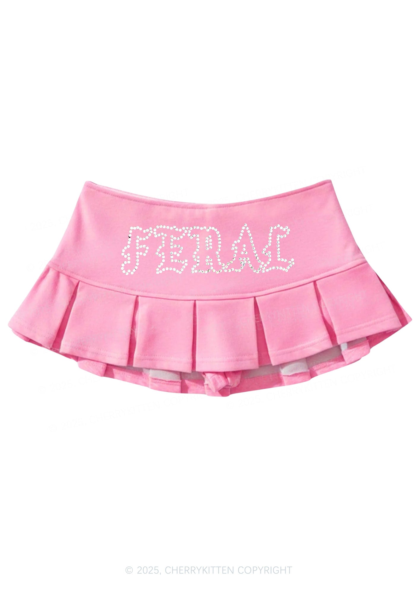 Rhinestone Feral Y2K Mini Pleated Skirts Cherrykitten