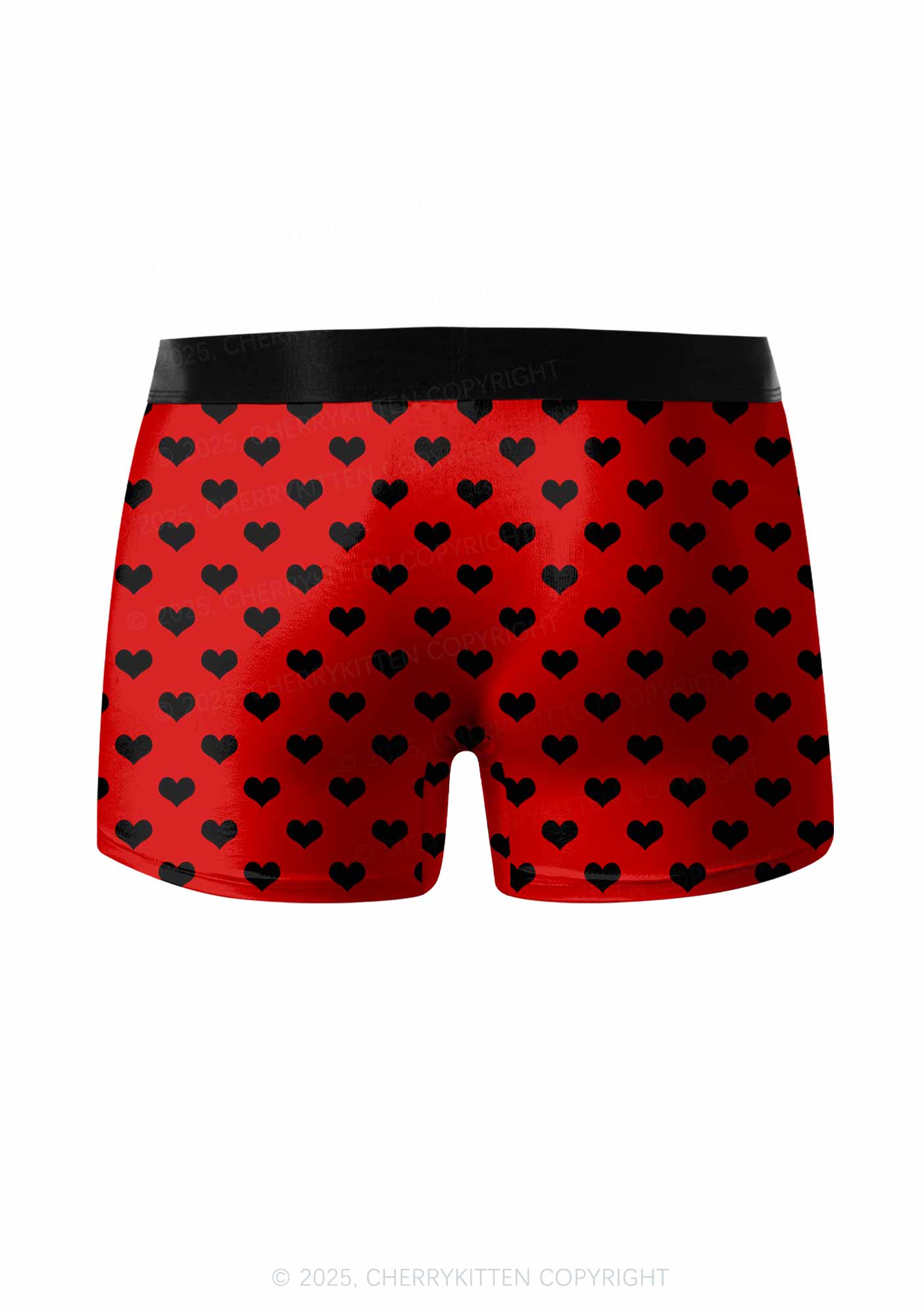 Black Heart On Red Valentine's Day Y2K Print Couples Boxer Briefs Set Cherrykitten