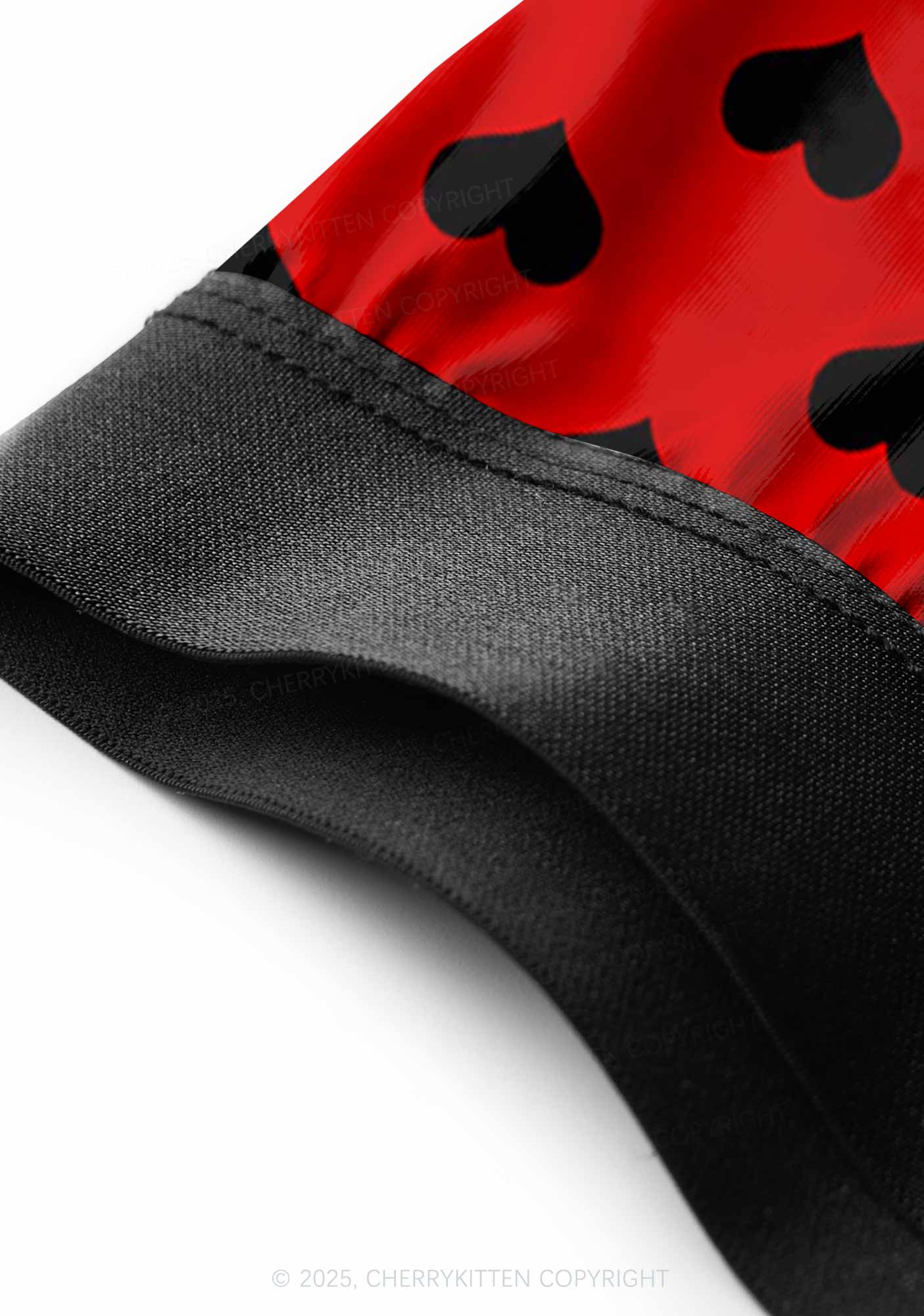 Black Heart On Red Valentine's Day Y2K Print Couples Boxer Briefs Set Cherrykitten