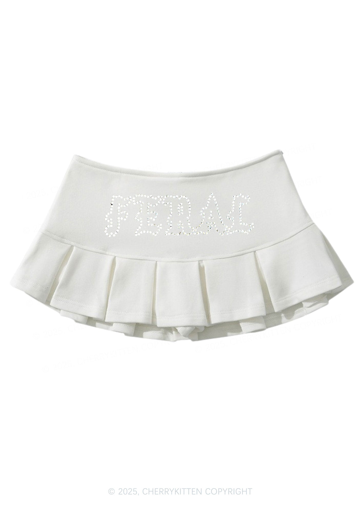 Rhinestone Feral Y2K Mini Pleated Skirts Cherrykitten