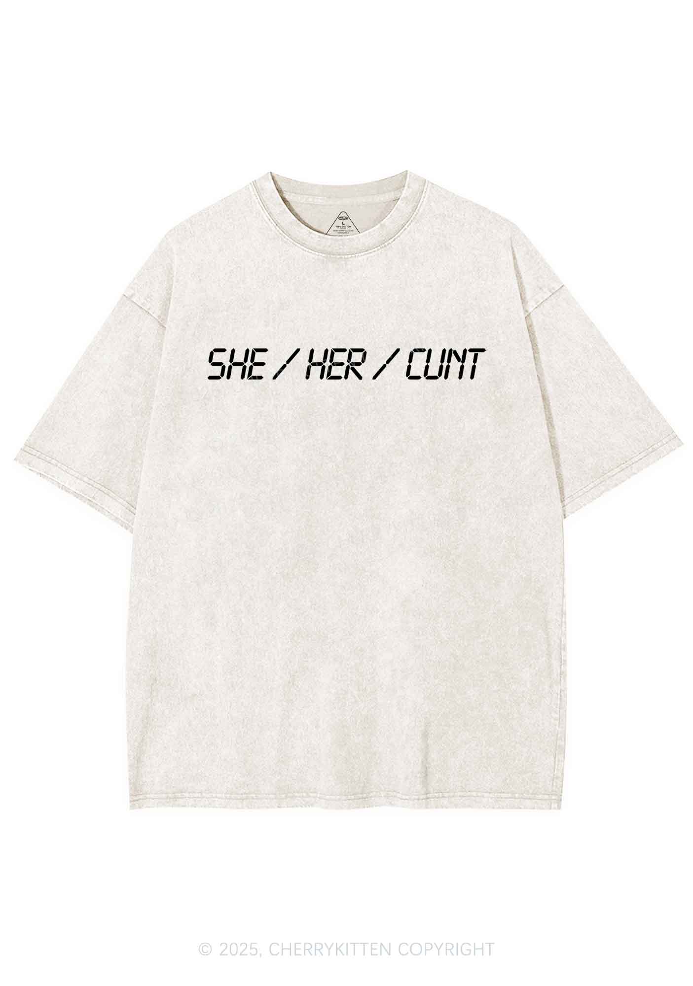 She Her Cxxt Y2K Shirts Washed Tee Cherrykitten