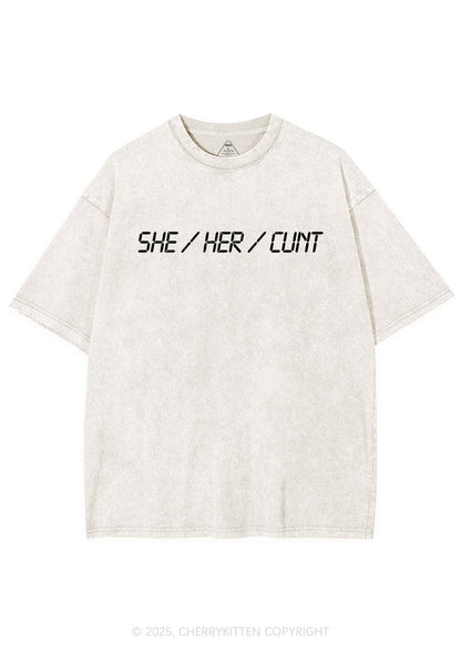 She Her Cxxt Y2K Shirts Washed Tee Cherrykitten