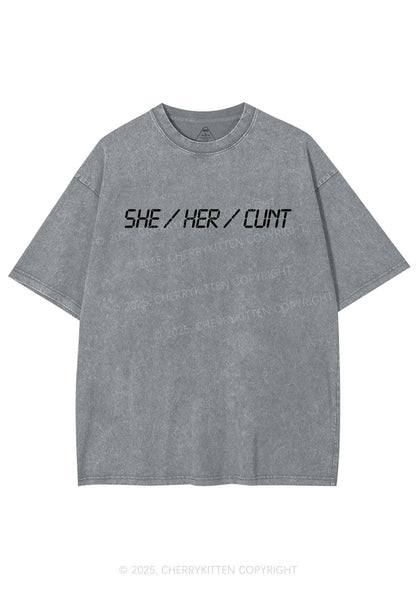She Her Cxxt Y2K Shirts Washed Tee Cherrykitten