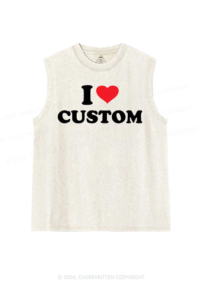 I Love Custom Personalized Y2K Washed Tank Cherrykitten