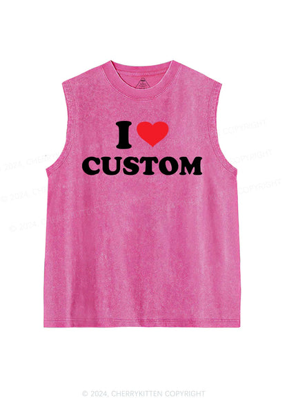 I Love Custom Personalized Y2K Washed Tank Cherrykitten