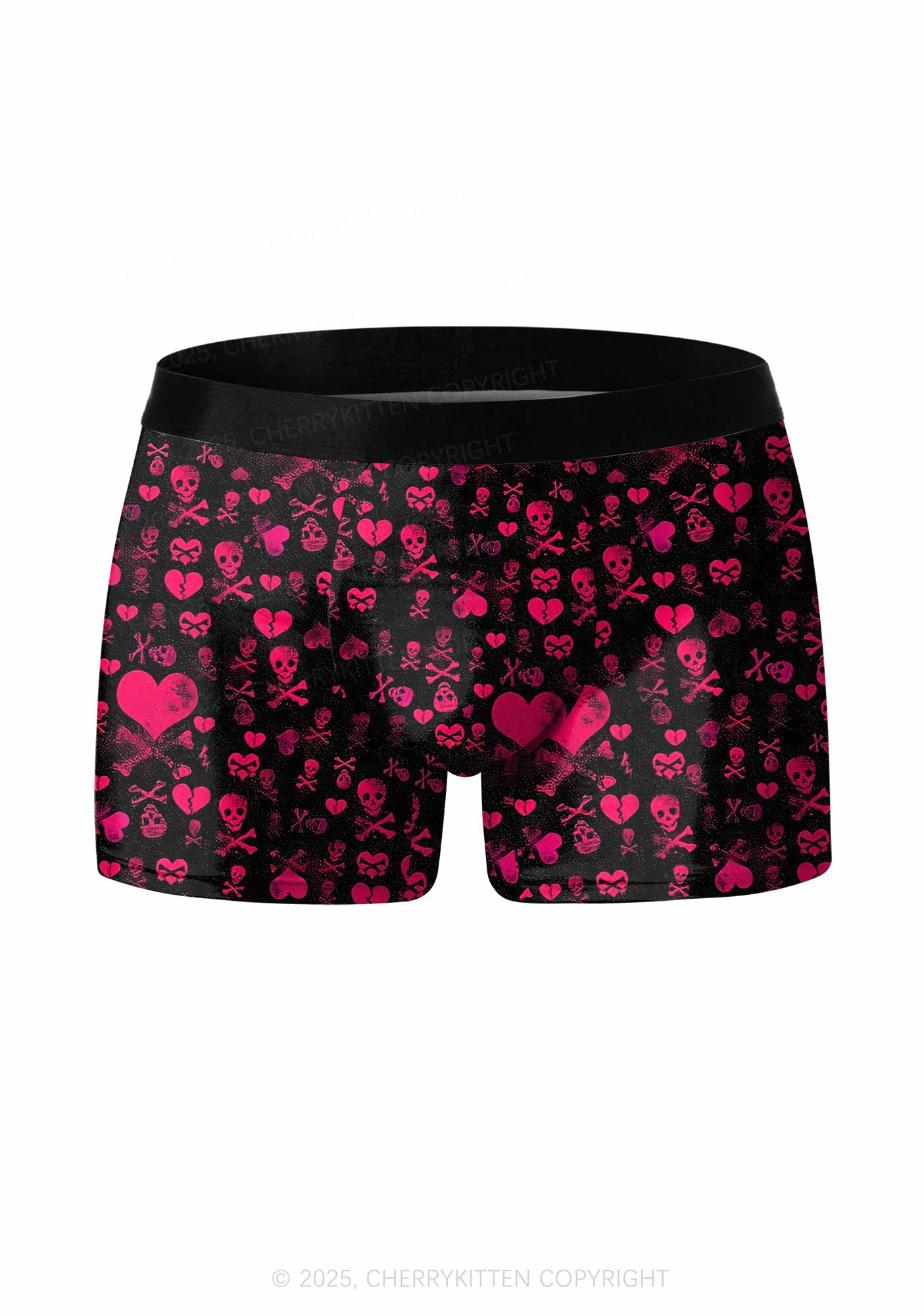Skeleton Pink Love Valentine's Day Y2K Print Couples Boxer Thong Set Cherrykitten