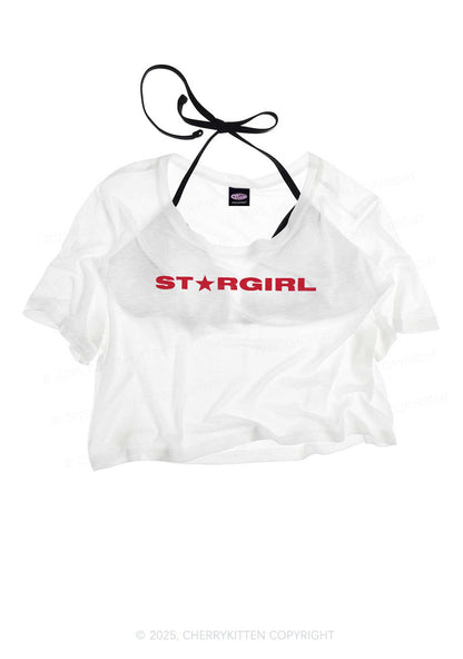 Red Stargirl Y2K Sheer Crop Tee Cherrykitten