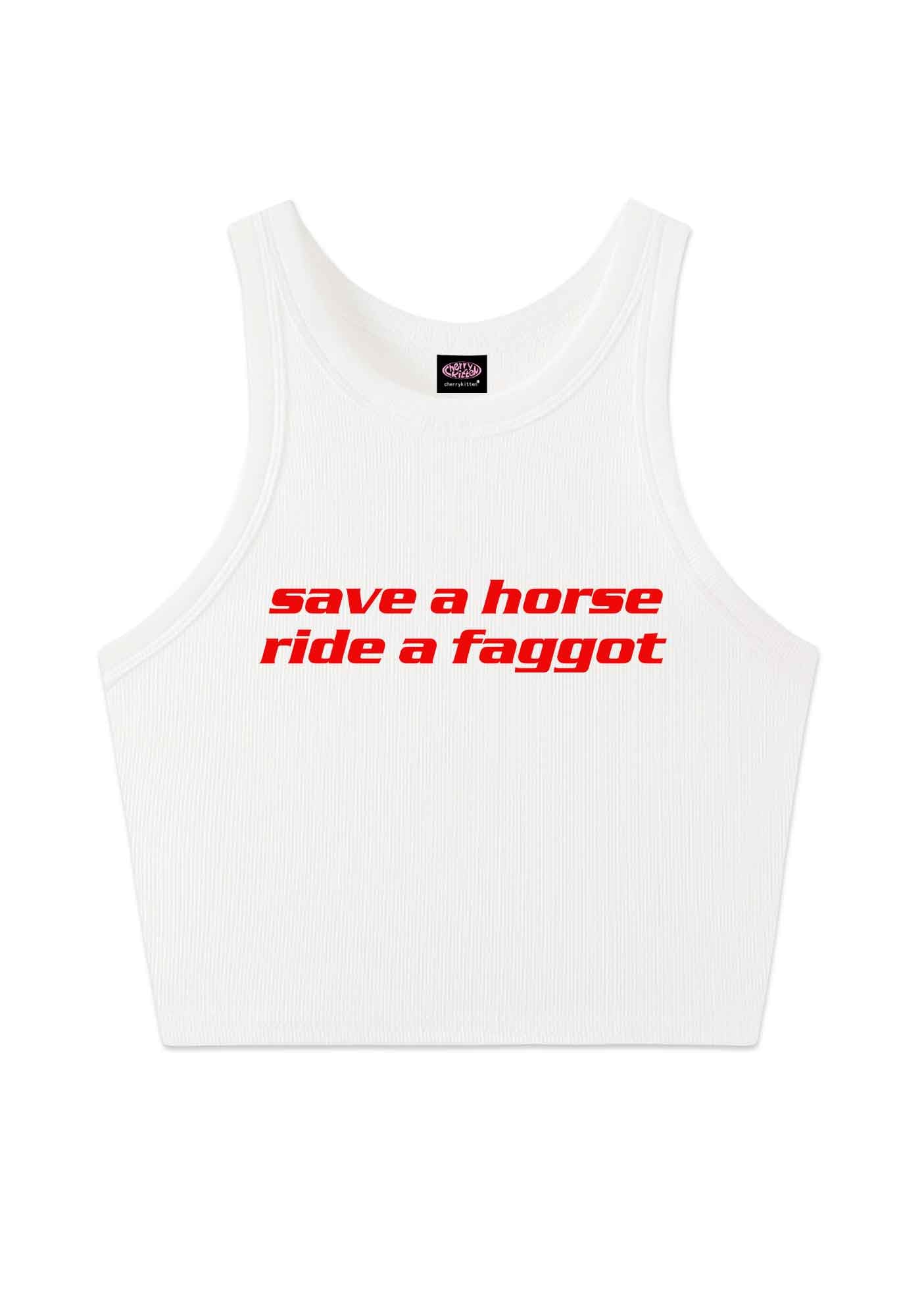 Save Horse Ride Faggot Pride Y2K Crop Tank Top Cherrykitten