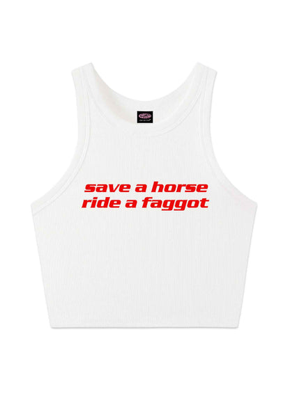Save Horse Ride Faggot Pride Y2K Crop Tank Top Cherrykitten