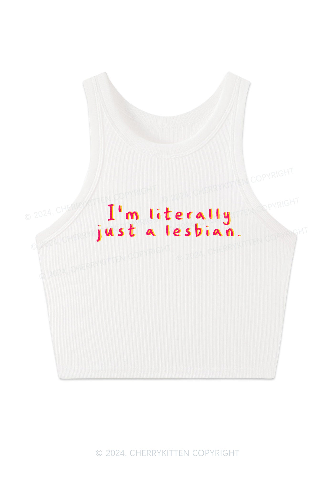 Just A Lesbian Y2K Crop Tank Top Cherrykitten