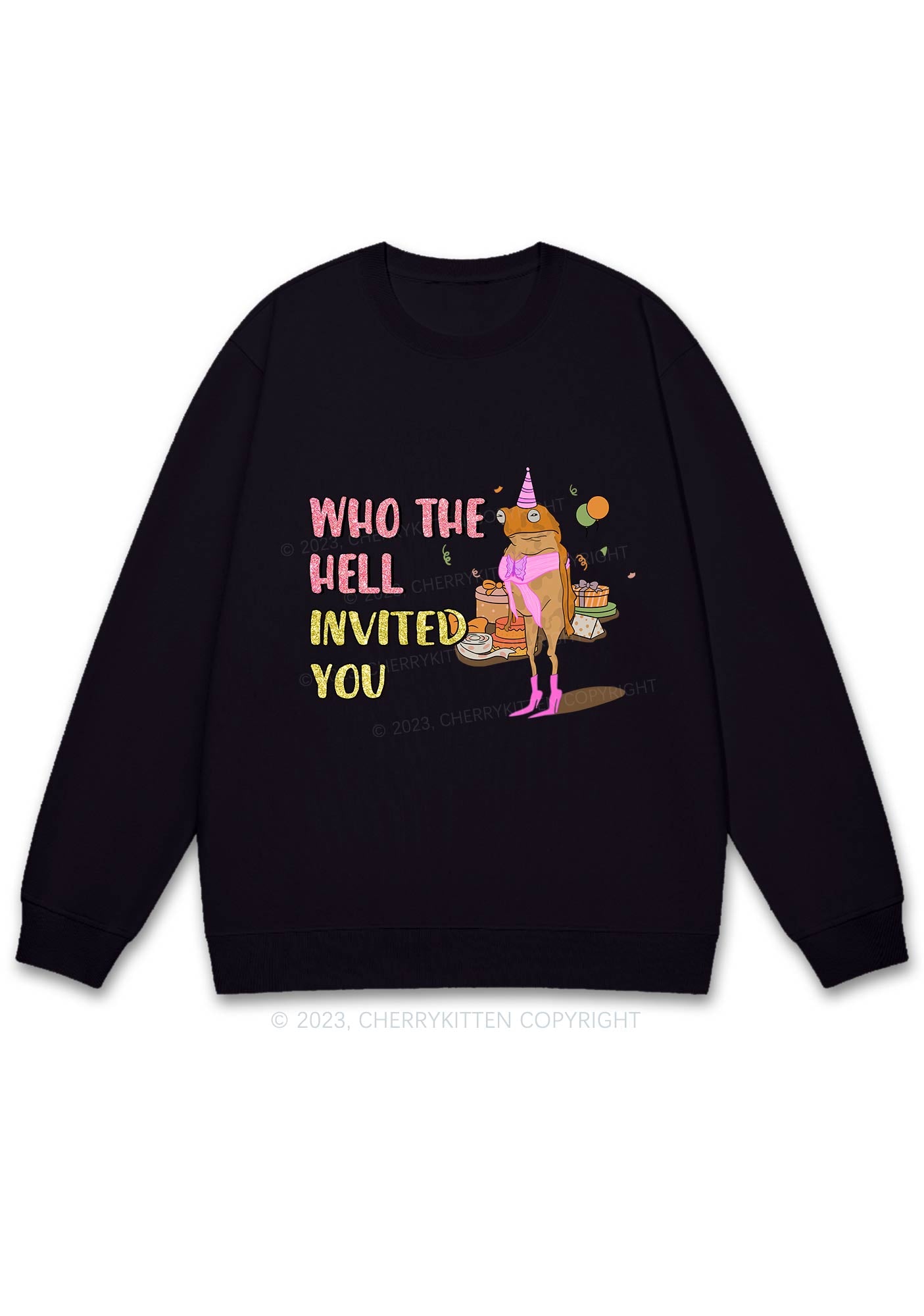 Who Invited You Frog Y2K Sweatshirt Cherrykitten