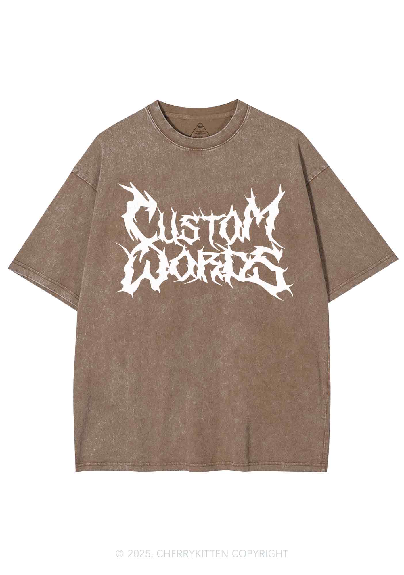 Custom Text Punk Font Y2K Shirts Washed Tee Cherrykitten
