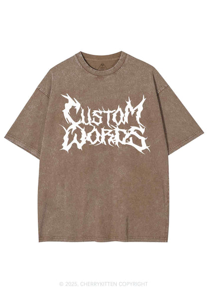 Custom Text Punk Font Y2K Shirts Washed Tee Cherrykitten