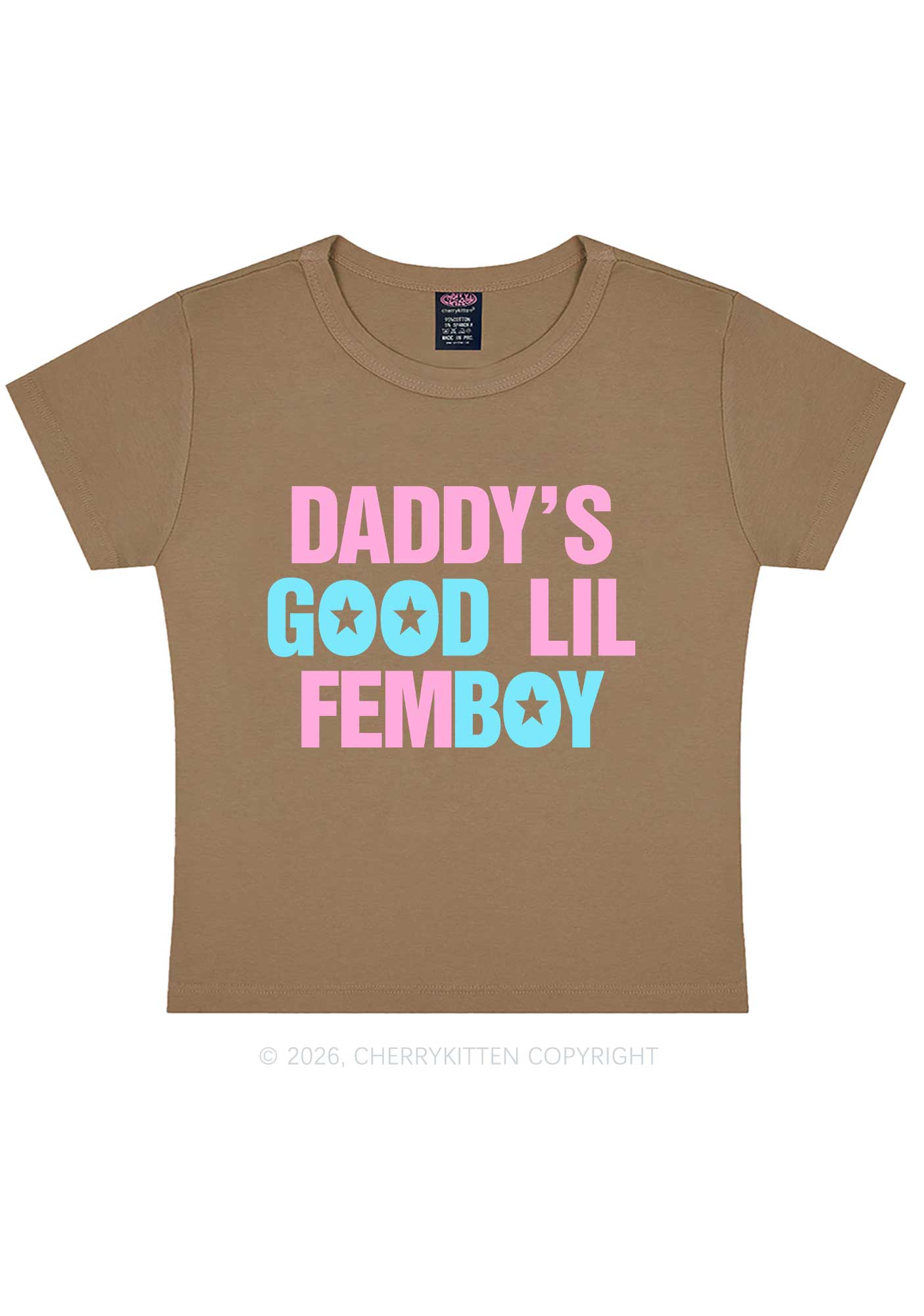 Daddys Good Lil Femboy Pride Y2K Baby Tee Cherrykitten