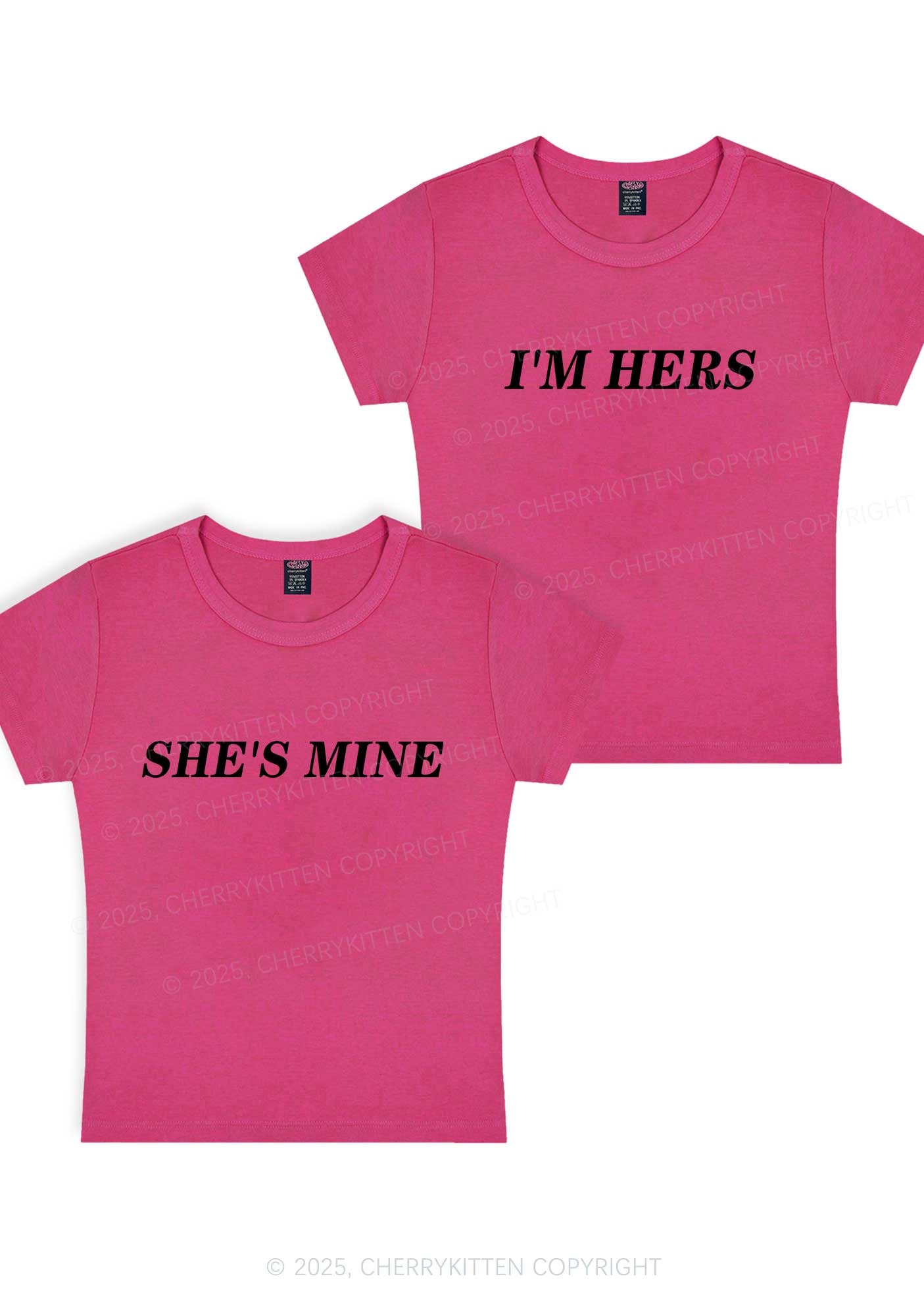 Shes Mine Im Hers Y2K Valentine's Day Baby Tee Cherrykitten