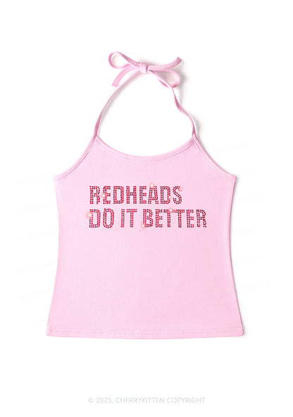 Rhinestone Redheads Do It Better Y2K Halter Neck Cami Cherrykitten